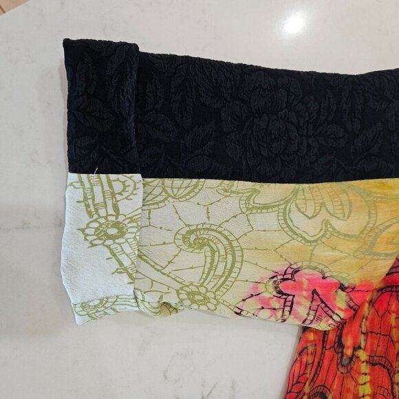 Citron Santa Monica Silk Multicolor Floral Kimono Jacket Large Boho - Picture 6 of 12